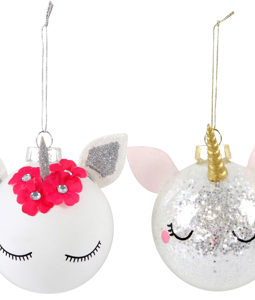 3173 GLASS SPHERE UNICORNS S/4